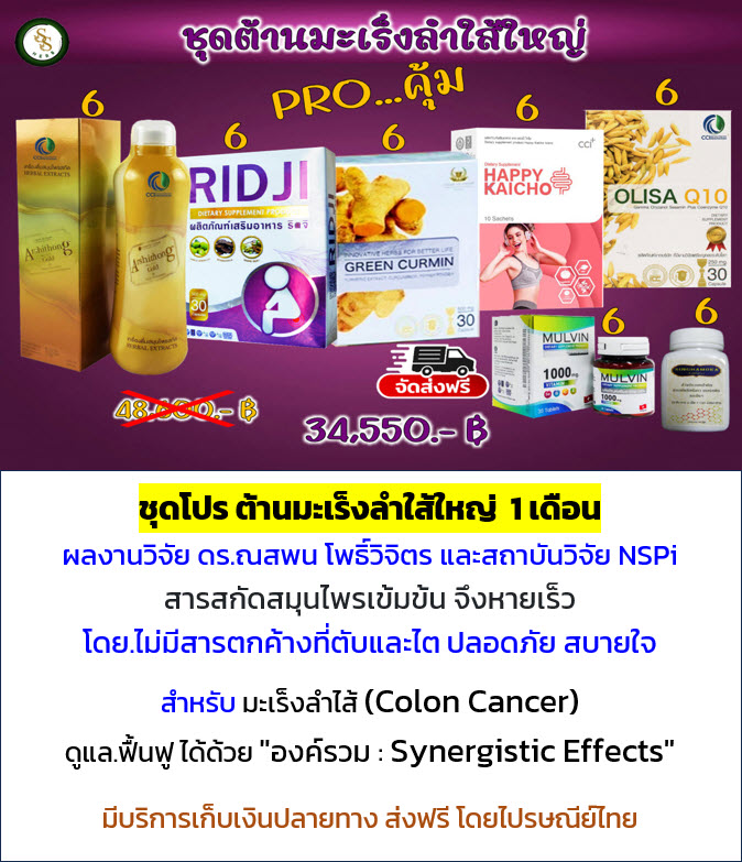 ชุดโปรต้านมะเร็งลำใส้ใหญ่ 1 เดือน